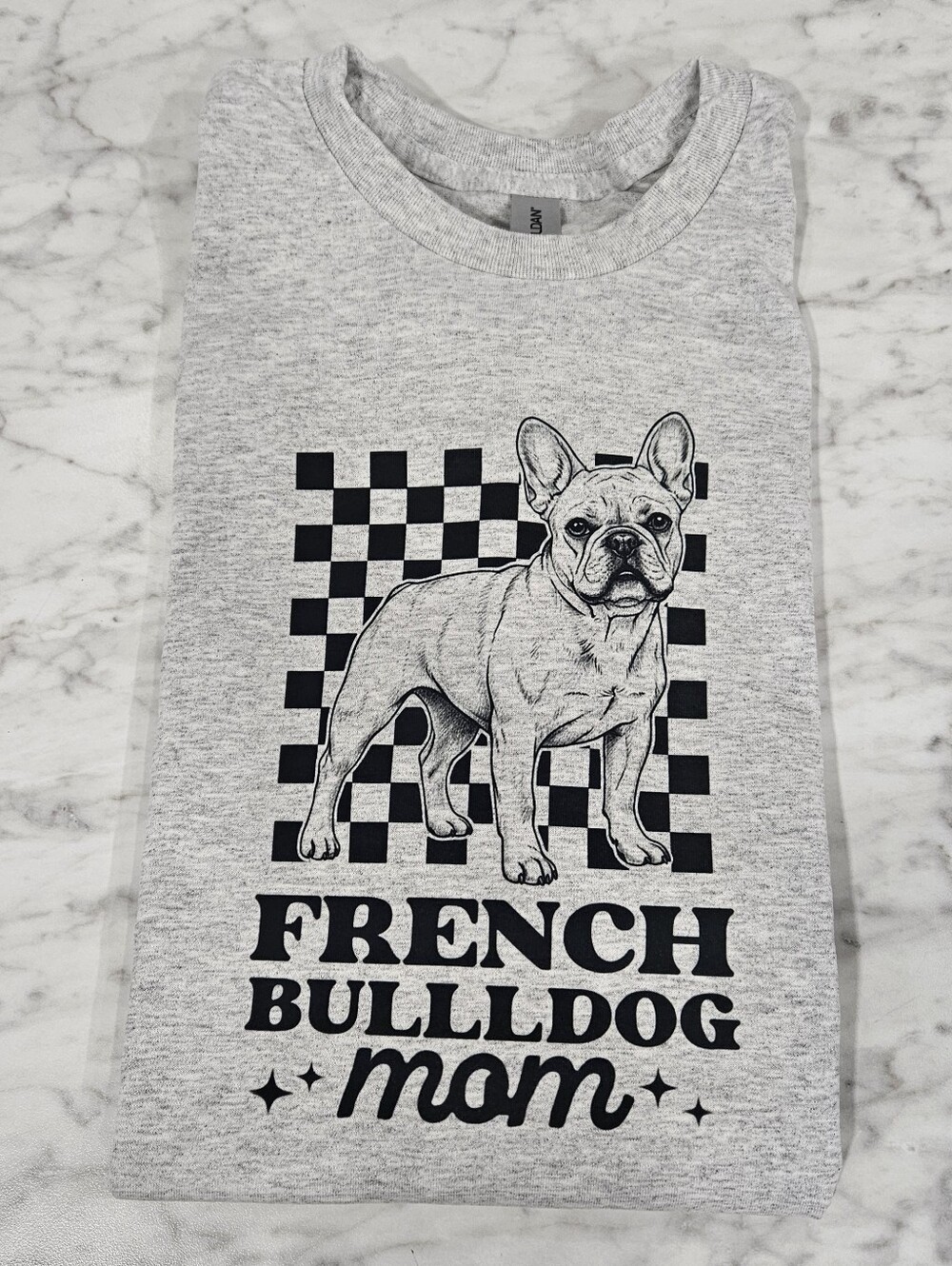 French Bulldog mom shirt dog mom cute popular Retro Checkered Frenchie